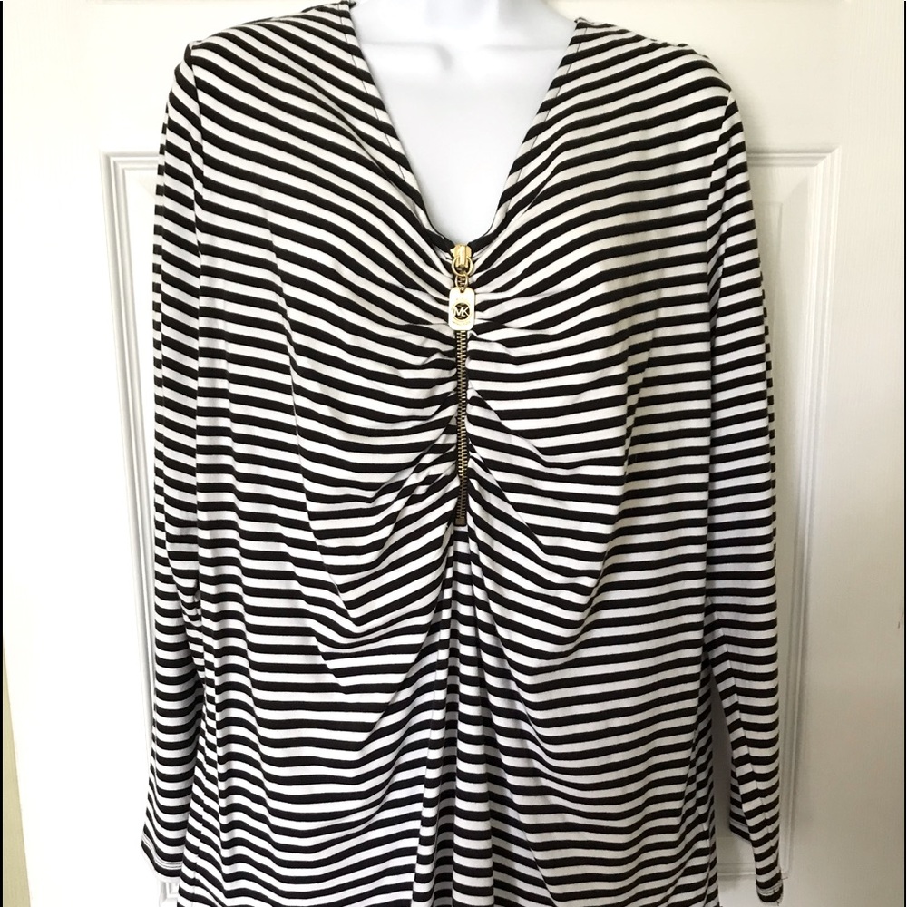 NWT Michael Kors black and white striped top
